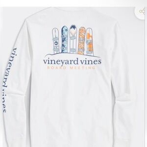 Vineyard Vines BOARD MEETING Long-sleeve Pocket Tee White Cap Snowboard Medium
